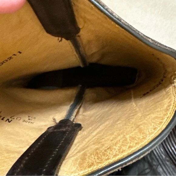 Lucchese Dark Brown Leather Western Grunge Cowboy Boots Mens Size 10 - Picture 6 of 11